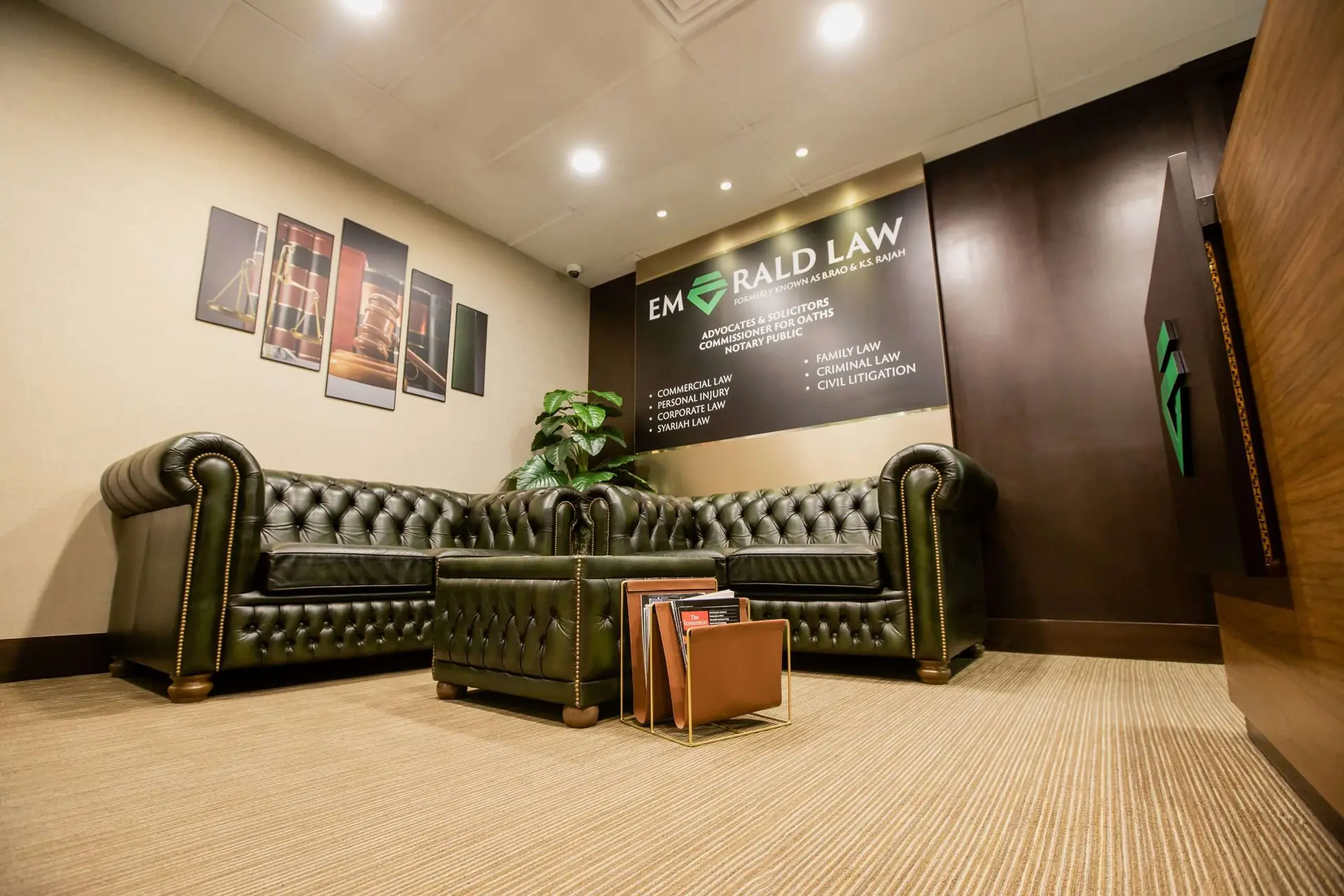 Reception of Emerald Law LLC at Shenton House, Singapore